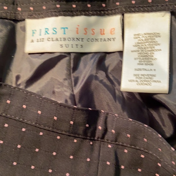 Women’s First Issue Liz Claiborne Suit Lined Pants Navy and Pink Size 6 - Picture 5 of 7